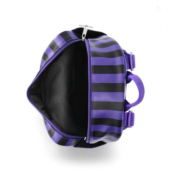 Wednesday Addams Nevermore Academy Striped Mini Backpack, Purple/Black main image 5